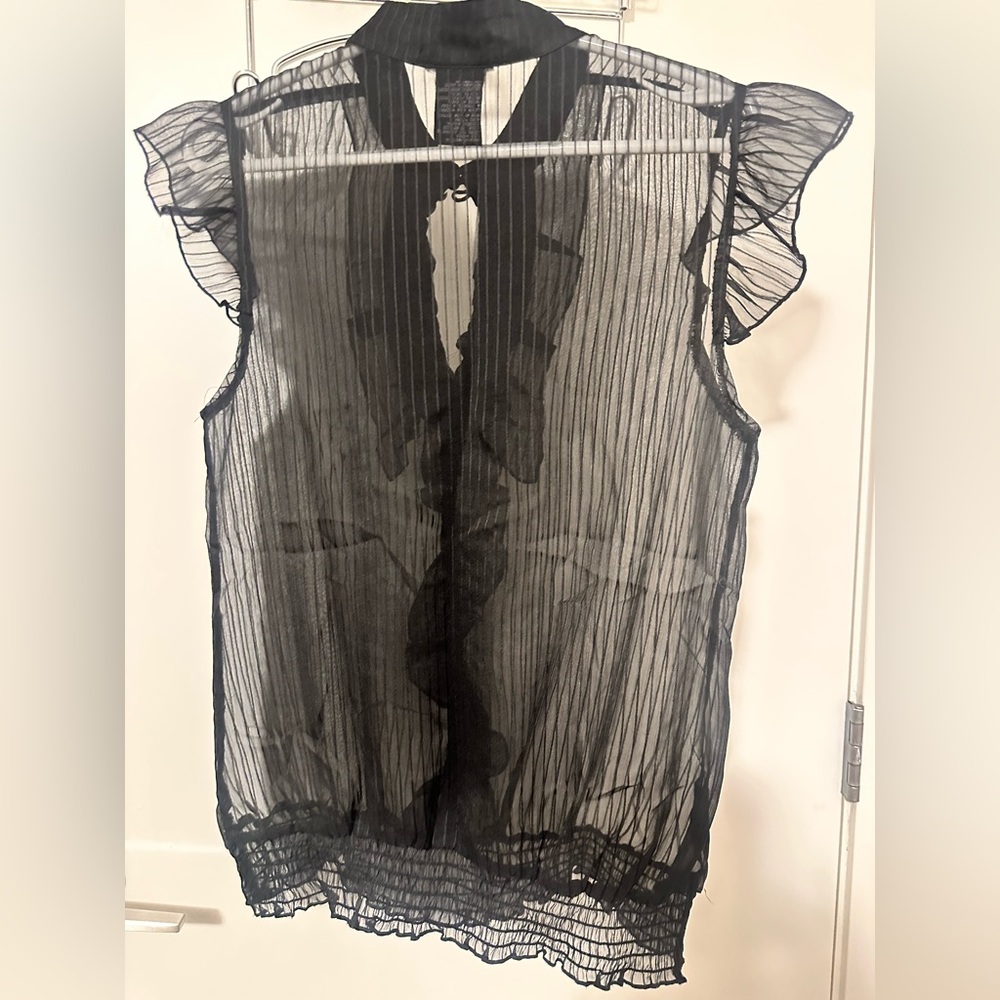 Smart Set Black Sheer Ruffled Blouse - Picture 4 of 4